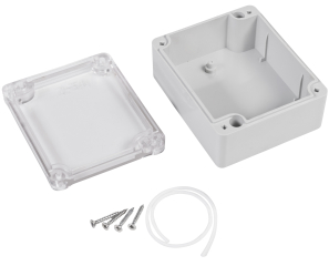 Universal enclosure; clear lid; ABS; 89 mm x 75 mm x 41 mm; IP65