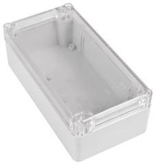 Universal enclosure; clear lid; ABS; 158 mm x 82 mm x 55 mm; IP65