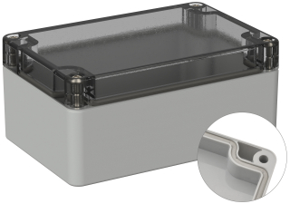 Universal Enclosure;  crystal clear lid;  polycarbonate; 120 mm x 80 mm x 55 mm; IP66