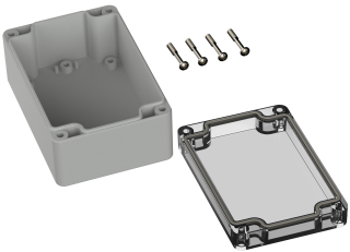 Universal Enclosure;  crystal clear lid;  polycarbonate; 120 mm x 80 mm x 55 mm; IP66