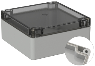 Universal Enclosure;  crystal clear lid;  polycarbonate; 122 mm x 120 mm x 55 mm; IP66