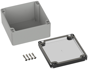 Universal Enclosure;  crystal clear lid;  polycarbonate; 122 mm x 120 mm x 55 mm; IP66