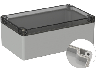 Universal Enclosure;  crystal clear lid;  polycarbonate; 200 mm x 120 mm x 75 mm; IP66