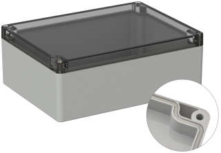 Universal Enclosure;  crystal clear lid;  polycarbonate; 200 mm x 150 mm x 75 mm; IP65