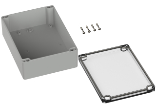 Universal Enclosure;  crystal clear lid;  polycarbonate; 200 mm x 150 mm x 75 mm; IP65