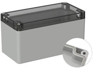 Universal Enclosure;  crystal clear lid;  polycarbonate; 160 mm x 80 mm x 85 mm; IP66