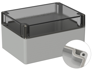 Universal Enclosure;  crystal clear lid;  polycarbonate; 160 mm x 120 mm x 90 mm; IP66