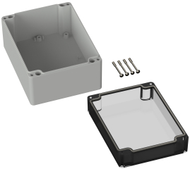 Universal Enclosure;  crystal clear lid;  polycarbonate; 160 mm x 120 mm x 90 mm; IP66
