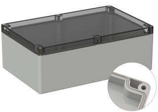 Universal Enclosure;  crystal clear lid;  polycarbonate; 240.3 mm x 160.3 mm x 90 mm; IP65