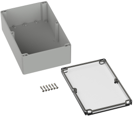 Universal Enclosure;  crystal clear lid;  polycarbonate; 240.3 mm x 160.3 mm x 90 mm; IP65