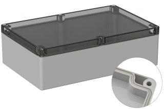 Universal Enclosure;  crystal clear lid;  polycarbonate; 300 mm x 230 mm x 85 mm; IP66