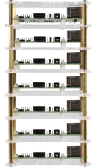 Maker Case - Tower for up to 7 Raspberry Pi; Transperant Acryl with Brass Spacers; 75x104x202mm