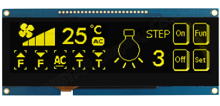Graphic OLED Display Module; COF+FR+PCB; 5.5" 256x64; Yellow; Polarizer; SSD1322; Interface: 6800, 8080, SPI; Support Grayscale; GT911 Cap. Touch
