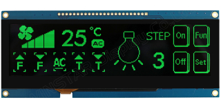 Graphic OLED Display Module; COF+FR+PCB; 5.5" 256x64; Green; Polarizer; SSD1322; Interface: 6800, 8080, SPI; Support Grayscale; GT911 Cap. Touch