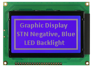 128x64 COB LCM; 75.0x52.7x8.9mm; STN Negative; Blue; Transmissive, W.T, 6:00; White LED BL; Parallel 8-bit; NT7107/NT7108 Controller; -20°C~+70°C