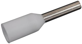 Partly insulated terminal(ferrule), white, 12x3.1x3.1mm, for wire AWG 20(0.5mm2) max