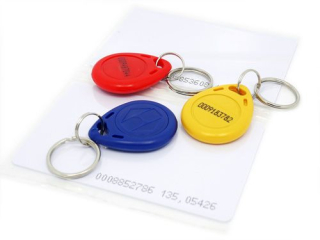 RFID Tag Combo; 125Khz, EM4100; RDM630 Compatible; Color Key Tag x 3 + Blank Card with Serial Number x 2