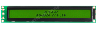 40x2 COB LCD, Transmissive, STN Positive, 182x33.5x13.6mm, Yellowgreen background / Black characters, LAT+CYR, 20°C~+70°C