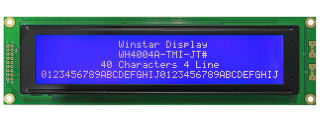 40x4 COB LCD, Transmissive, STN Negative, 190x54x13.6mm, Blue background / White characters, LAT+CYR, 20°C~+70°C