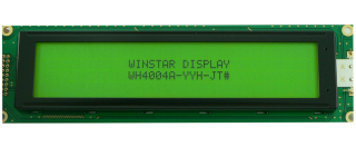 40x4 COB LCD, Transflective, STN Positive, 190x54x13.6mm, Yellowgreen background/Black characters, IC ST7066U-0B, English/European font, 20°C~+70°C