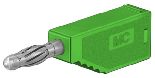 Banana plug 4mm, 32A, 60VDC, Green, solder connection, additional 4mm socket
