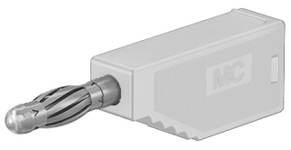 Banana plug 4mm, 32A, 60VDC, White, solder connection, additional 4mm socket