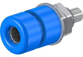 Banana socket 4mm, 20A, 60VDC, blue, screw panel mount, solder/bolt connection