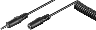 Spiral cable 3.5-mm jack plug(3-pin, stereo) to jack socket (3-pin stereo), 5 m