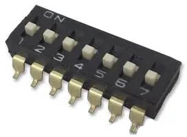 DIP switch 7p, SPST, ON-OFF, SMD, Recessed Actuator, 24VDC, 25mA