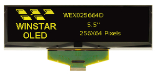 Graphic OLED Display Module; TAB Type; 256x64; Yellow; Anti-Glare; 146x45x2.05mm; SSD1322 IC; Parallel 8-bit, SPI; Vci=3.0-3.3V; -40°C to +80°C