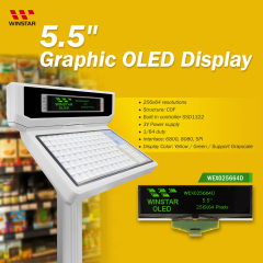 Graphic OLED Display Module; TAB Type; 256x64; Yellow; Anti-Glare; 146x45x2.05mm; SSD1322 IC; Parallel 8-bit, SPI; Vci=3.0-3.3V; -40°C to +80°C