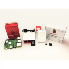 Raspberry Pi 3 Model B+ Starter Kit; Official Power Supply; 32GB microSD card with NOOBS, Official Case , Micro HDMI Cable, Heatsink set