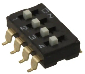 DIP switch 4p, SPST, ON-OFF, SMD, Recessed Actuator, 24VDC, 25mA