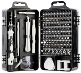 115-piece tool set contains all the tools needed to repair fine electronic devices such as smartphones and game consoles