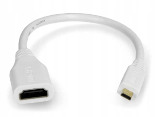 HDMI adaptor for the Raspberry Pi 4, HDMI Micro D Plug to HDMI Socket, 235mm, White
