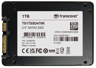 1TB, 2.5" SSD, SATA3, 3D TLC BiCS5, PE: 3K; -20°C ~ 75°C