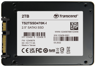 2TB, 2.5" SSD, SATA3, 3D TLC BiCS5, PE: 3K, Wide Temp.; -40°C ~  85°C