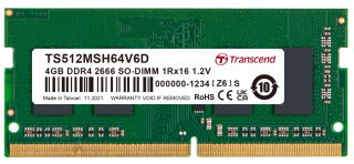 4GB DDR4 2666 SO-DIMM 1Rx16 512Mx16 CL19 1.2V