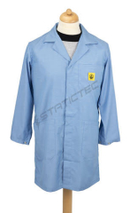 blue antistatic coat, size L