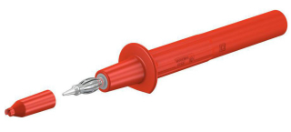 Test Probe; 4mm spring-loaded MULTILAM; with 4 mm rigid socket; protective cap; 32A/1000V CATII, Red