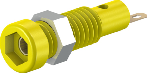 Banana Socket 2mm, 10A, 60VDC, Yellow, Screw panel mount, Solder connection