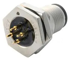 Receptacle M12; A-code; 4 pins; Male; Straight; 4A; For Panel; PCB; IP68; Front Side Nut INCLUDED