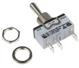 SPST (ON)-OFF-(ON) 15A/250VAC UL | 10A/400AV VDE; Metal Lever; Screw Terminals