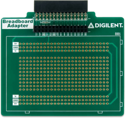 Breadboard Adapter for Analog Discovery; 26 rows of 10 plated through-holes; One half-sized solderless breadboard included