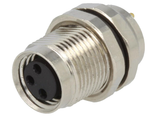 M8A Receptacle; Female; 3Pin; Rear Fastened; A Code; Solder Type