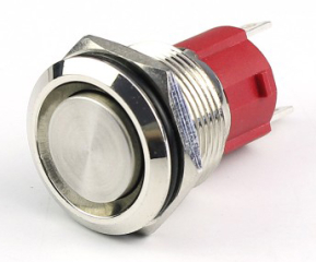 22mm round latching  vandal-resistant, RING LED RED 12V, 16A 250V, power logo