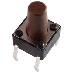 Top Actuated Tactile Switch, 6.6x6.0x9.5mm, SPST-NO, Op. Force 1.6N(160gf), Yellow, TH