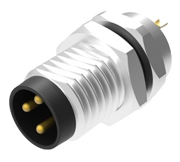 M8A Plug; Male; 3Pin; Rear Fastened; A Code; Solder Type