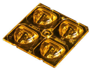 Lens Array Amber, Asymmetric Beam, Glue/Screw/Pin Fastening, Material-PMMA 50x50x7.1mm