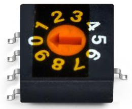 Rotary Code Switch, 16 positions (HEXadecimal), TH, Flat type